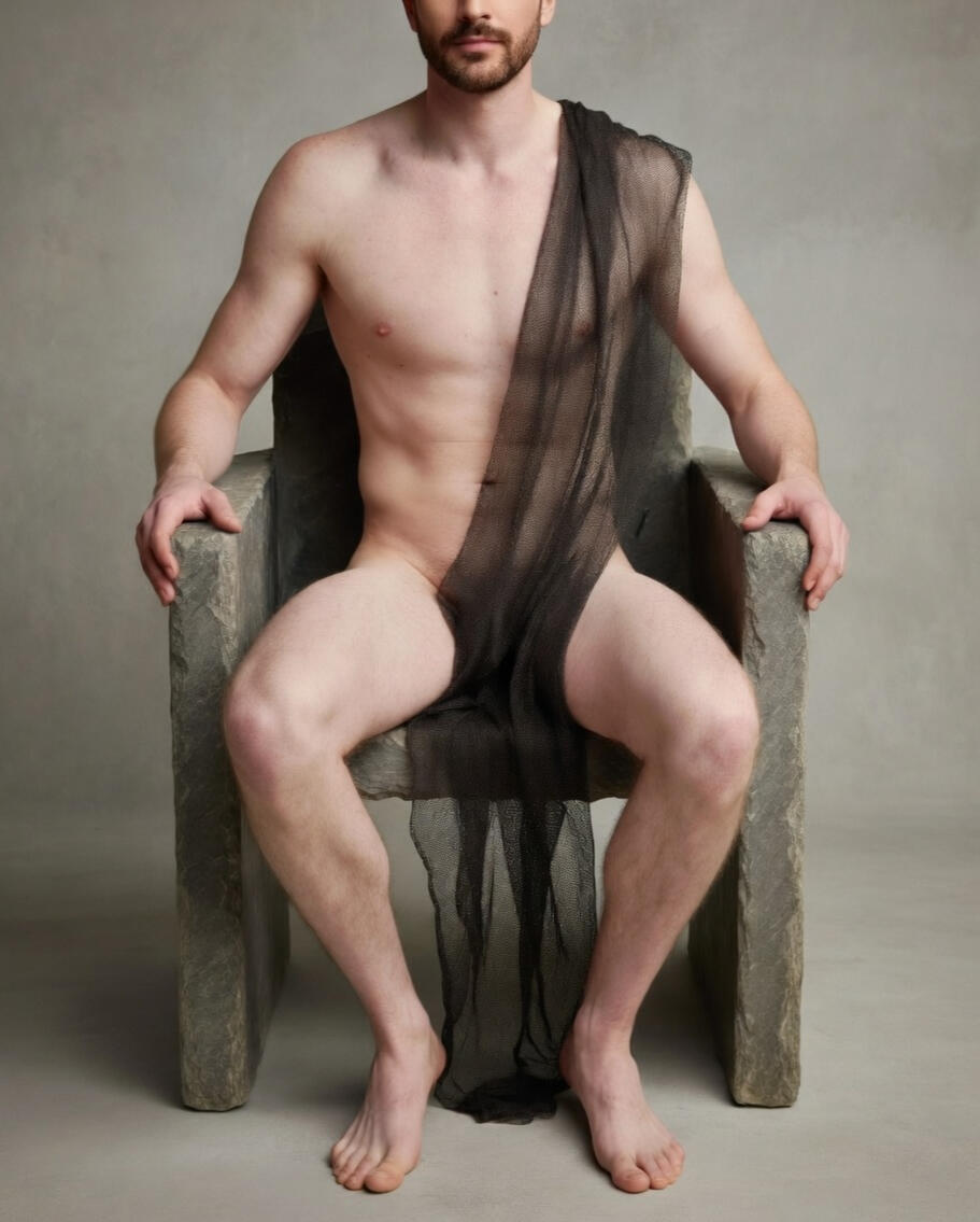 Hades, seated, Greek Mythology inspired artwork by Aurel Voss. Aurel Voss is the artist and founder of Eidos Form Studio.
