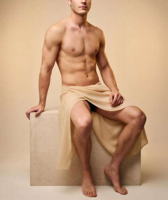 Apollo, seated, Greek Mythology inspired artwork by Aurel Voss. Aurel Voss is the artist and founder of Eidos Form Studio.