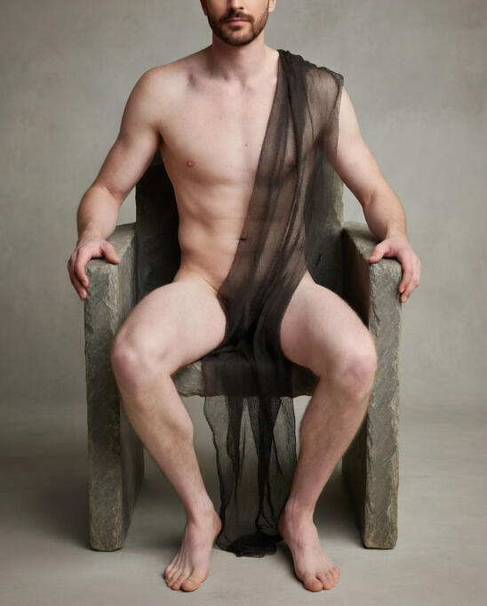 Hades, seated, Greek Mythology inspired artwork by Aurel Voss. Aurel Voss is the artist and founder of Eidos Form Studio.